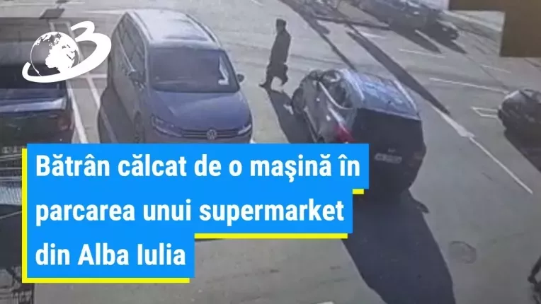 Batran calcat de o masina in parcarea unui supermarket din Alba Iulia