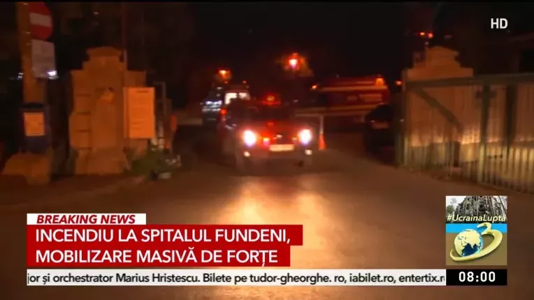Incendiu la Spitalul Fundeni. O asistenta a suferit arsuri