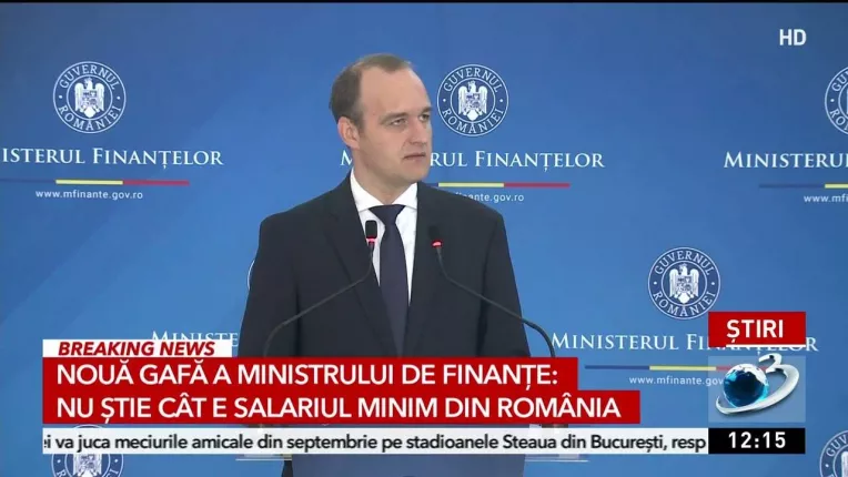O noua gafa a ministrului de Finante: Nu stie cat e salariul minim in Romania