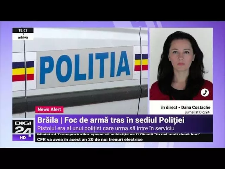 Un jandarm din Braila a luat pistolul aflat pe birou si a tras accidental un foc in podea